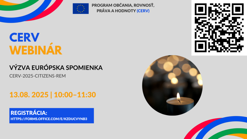 Ilustračný obrázok: Výzva Remembrance (Európska spomienka) s QR kódom a odkazom na registráciu