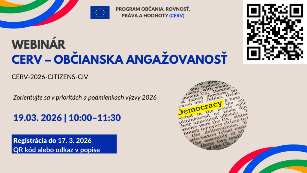 ilustračný obrázok: pozvánka na webinár dňa 19.03. o 10:00 k výzve Občianska angažovanosť